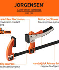12 Inch Quick Release Bar Clamp Set For Woodworking, Ratcheting Gear Clamp With 600 Pound Load, Heavy Duty 2 Pack For Fast Secure Joints And Minimal Slippage, orange and black