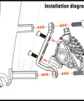 Installation diagram for Disc Brake Adapter 160mm For Front And Rear Calipers, Aluminum CNC Bike Post Mount To Flat Mount Converter