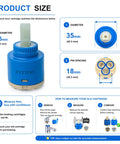 Heavy Duty 35MM Ceramic Faucet Cartridge Replacement That Stops Leaks Quick And Brings Back Smooth Water Flow To Single Handle Kitchen Or Bathroom Faucets For Peaceful Daily Living dimensions showing 35mm diameter and 18mm pin spacing.