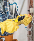 Worker using Heavy Duty Stainless Steel Cable Straightener Tool For Precision Wire Alignment in a construction setting.