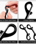 Eight Piece Set Of Double Ended Snaps 3.5 Inch Zinc Alloy Heavy Duty Bolt Snap Trigger Clips, black finish, easy open and close
