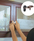 Rock Solid Antique Bronze Glass Retainer Clips Bundle Arrives Fully Loaded With All Needed Screws And Snug Silicone Sleeves For Zero Hassle Cabinet Door Setup And Dependable Everyday Performance in use on cabinet doors.