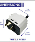 Dryer Push To Start Switch W10563095 Replacement For Kenmore Maytag And Whirlpool Dryers Exact Fit Replaces 3022058 AP6023004 PS11756343 WPW10563095 with 1.61 x 1.49 x 1.29 inch dimensions