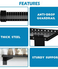 Heavy Duty Slatwall Shelf 24 Inch For Retail, Garage, And Home Storage, Slat Wall Hanging Shelf With Strong Support Frame, Black, 2 Pack With anti-drop guardrail, made of thick steel, features sturdy support for heavy load.