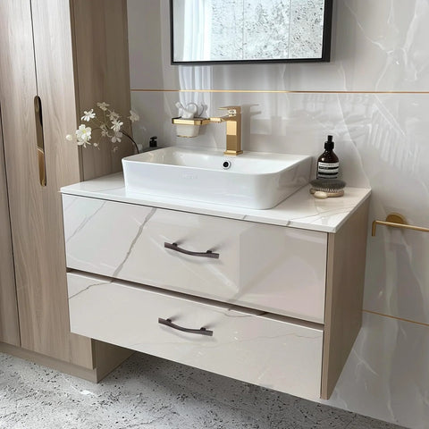 Modern bathroom vanity with Five Pack 3 Inch Curved Oil Rubbed Bronze Cabinet Handles For Kitchen Cabinets Dressers And Vanities