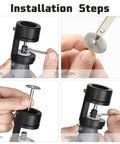 Installation steps for 120V TIG Tungsten Sharpener Grinder Pro Grade, showing assembly of grinding block and tools