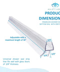 Two Pack Frameless Shower Door Bottom Seal With Drip Rail Three Eighths Inch Thick Thirty Six Inch Long Sweep product dimension diagram