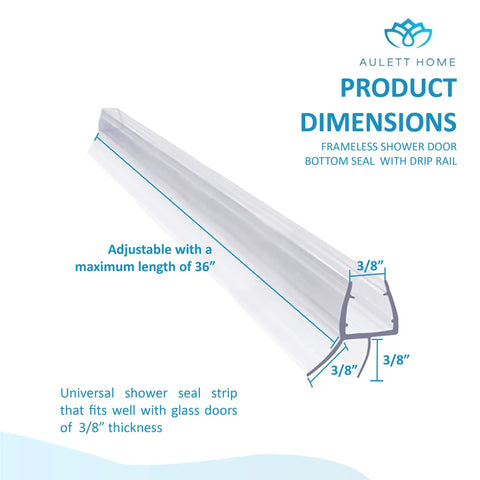 Keeps Your Shower Dry With Frameless Glass Door Seal Bottom Sweep For Three Eighths Inch Doors 36 Inch Length Durable PVC