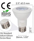 Ultra Bright 6W LED PAR20 Spotlight Bulb 38 Degree Dimmable 4 Pack 120V E26 Base 480 Lumens 3000K Soft White Energy Saving Replacement