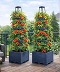 2 Pack Raised Garden Bed Tomato Planter With Trellis 57 Inch Self-Watering Cage Planter Boxes For Climbing Plants Veggie Vines Flowers Patio Balcony Outdoor Indoor on balcony