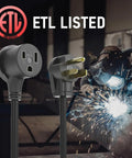 Heavy Duty 40Ft Welder Extension Cord 15 Amp 250 Volt 12 AWG With NEMA 6-50P To 6-50R For Welding Machines with welding sparks