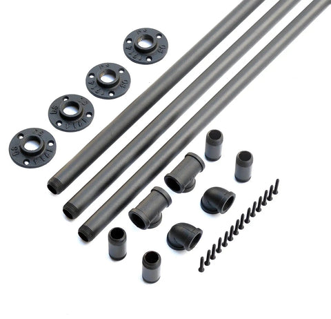 Solid As A Rock 16 Foot Black Industrial Pipe Handrail Wall Mounted Railing For Indoor Stairs Built Dead Nuts Strong hardware components