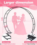 Massive Metal Garden Arch Trellis For Weddings And Parties 8 By 7 Feet with sizing chart and base details