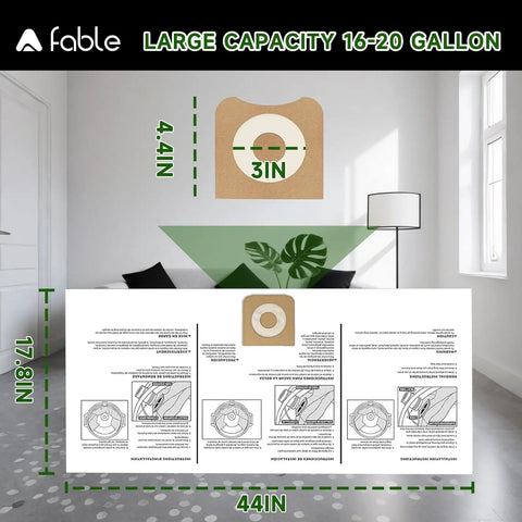Six Pack Universal Replacement Vacuum Bags For 16 And 20 Gallon Wet Dry Vacs dimensions and installation in living room