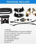 Heavy Duty Tailgate Hardware Rebuild Kit For Chevy Silverado And Gmc Sierra 1500 2500 3500 Classic Trucks includes latches, handle, and cables.