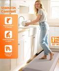 Ultra Thick 1 Inch Anti Fatigue Kitchen Mat 20 By 39 Inches Non Slip Waterproof Floor Mat for Standing Desk Kitchen Sink and Home Office Khaki