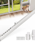Adjustable Sliding Glass Pet Door Security Bar For Dog And Cat Doors Extends 11 To 18 Inches Easy Locking Bar shown installed