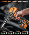 Half Inch Cordless Impact Wrench 1300 Nm High Torque Brushless Beast With Dual 4Ah Batteries in use on engine