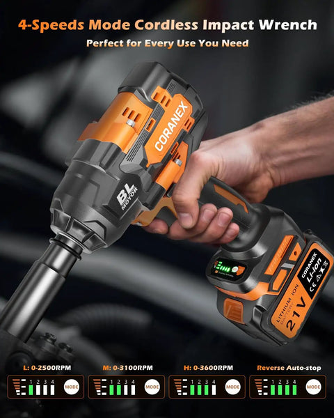 Half Inch Cordless Impact Wrench 1300 Nm High Torque Brushless Beast With Dual 4Ah Batteries in use on engine