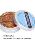Open jar of High Purity Rosin Soldering Flux Paste for Electronics No Clean 30g Low Smoke No Mess Works Like a Charm