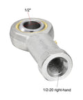 Half Inch Rod End Bearing With Pre Lubricated One Half Twenty Female Thread Right Hand For Industrial Linkages Built Tough With Nine Degree Misalignment Steel Body And Hardened Ball Joint For Heavy Duty Long Lasting Performance, 1/2" hole, 1/2-20 RH