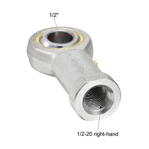 Half Inch Rod End Bearing With Pre Lubricated One Half Twenty Female Thread Right Hand For Industrial Linkages Built Tough With Nine Degree Misalignment Steel Body And Hardened Ball Joint For Heavy Duty Long Lasting Performance, 1/2" hole, 1/2-20 RH