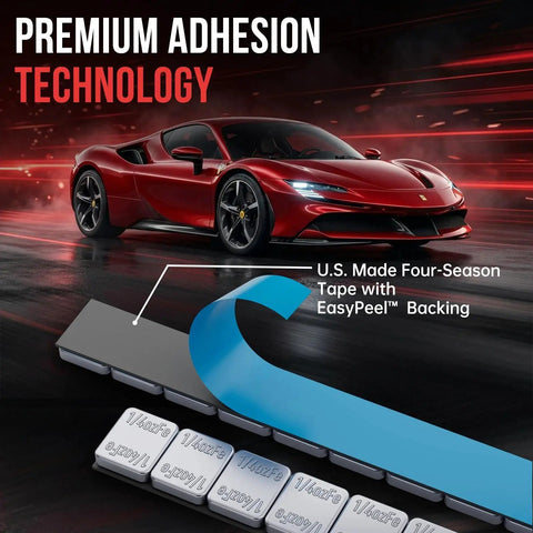Adhesive Stick On Wheel Weights 0.25 Oz Chrome Finish 960 Pieces Lead Free Zinc Coated Rust Resistant And Weather Proof For Car Truck Wheel Balancing And Easy Install, 1/4 oz strips