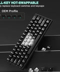 Smooth Tap 60 Percent Wireless Gaming Keyboard Featuring Hall Effect Magnetic Keys And Insanely Quick Rapid Trigger Tech showing full-key hot-swappable black design.