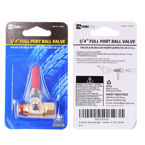 Packaging of Pro Grade Heavy Duty Brass Ball Valve For Air Compressor Lines 1/4 Inch NPT On Off Shutoff With Red Lever
