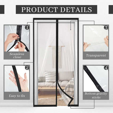 Two Piece Zipper Dust Barrier Door Kit 48 By 87 Inch Easy Install Temporary Wall Screen details with clear EVA material and zipper