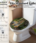 Round Tiger portrait Toilet Seat fitting standard toilets with adjustable hinges, colorful tiger design on durable resin.