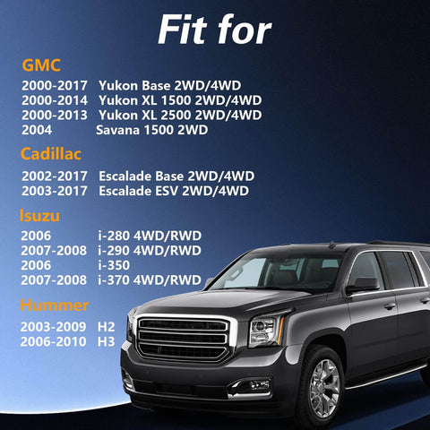 Compatibility list for 12 Pack Camber Alignment Pins For Chevy Silverado Suburban GMC Yukon Cadillac Escalade Hummer with SUV image.