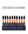 Impact Pozidriv Screwdriver Bits Set With PZ1 PZ2 PZ3 Two Inch Length Quarter Inch Hex Shank Magnetic S2 Steel CNC Machined Tips