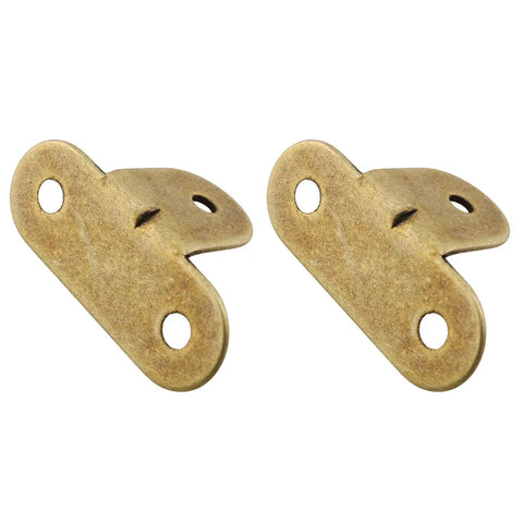 Solid Brass Corner Brackets Set Of Four Antique Bronze Furniture Edge Protectors Right Angle Wood Box Guards, shown two pieces