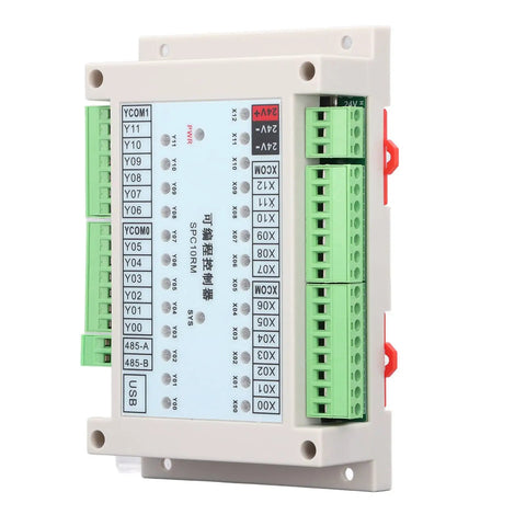 Industrial PLC Controller 24V DC 13 Input 12 Output SPC10RM Control Board in ABS Plastic with labeled connections and ports visible