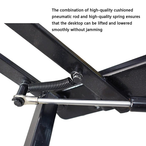 No Sweat Lift Top Coffee Table Kit With Heavy Duty Pneumatic Hinges showing cushioned rod and spring for smooth lifting mechanisms.