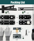 Packing list image showing components of Badass Heavy Duty Hidden Door Hinge Built Like A Tank From 304 Stainless Steel.
