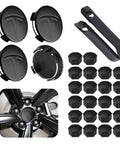 4 Pack Car Wheel Center Hub Cap Kit With 22 Lug Nut Covers 2.2 Inch 56mm Rim Caps For Model 3 And Model Y Matte Black Tesla