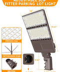 Diagram of Rugged 240W 200W 150W Adjustable LED Parking Lot Light With 5000K Output UL DLC Listed Photocell IP65 Slip Fitter