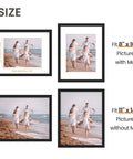 Classic Black 11x14 Picture Frame with Mat for 8x10 Photos or 11x14 Without Mat, Double Size Design showcasing both configurations