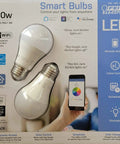Smart WiFi LED Color Changing Dimmable Light Bulbs 60W Equivalent, 800 Lumens, Tunable White 2700K-6500K, White, 2 Pack, Works With Alexa And Google Assistant in packaging