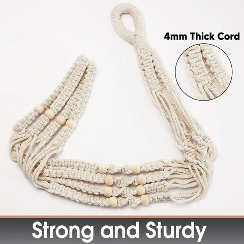 Extra Long 43 Inch Macrame Planter Hanger For 12 Inch Pots With Swag Hook Large Indoor Plant Display No Tassel Cotton Rope Beige XL No Pot Or Plant Included Sturdy 4mm Cord