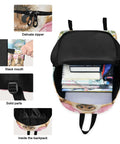 Open Dog Daisy Sunglass Themed Backpack With Insulated Cooler Lunch Box Lightweight 15.6 Inch Laptop Daypack showing interior features