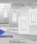 3-Way Decorator Paddle Light Switch With Gloss Finish, white switches in various wall plate sizes and styles, 10 pack
