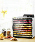 Built Different Commercial Food Dehydrator With 10 Layer Stainless Steel Professional Electric Dryer Machine For Fruits Vegetables Meats on kitchen counter.