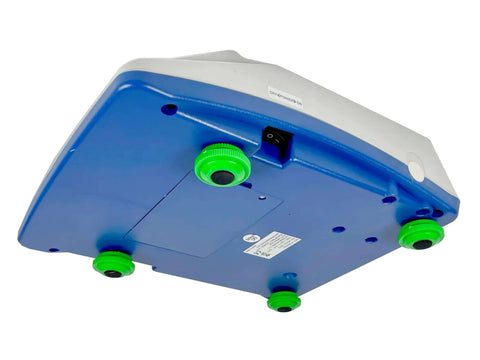 Mid Counting Scale With 66 Lb Capacity And 0.002 Lb Precision, bottom view showing blue base and green feet, industrial use