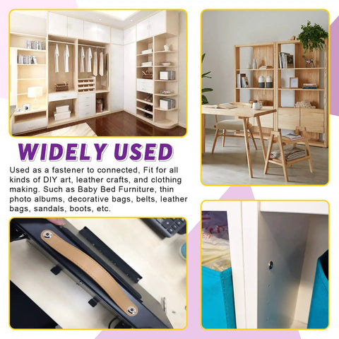Image featuring uses of 25 Pcs M6 Binding Screws and Barrel Nuts Assortment for various DIY and furniture projects.