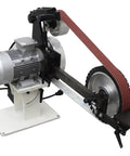 Heavy Duty 71 Inch Variable Speed Belt Sander Grinder with adjustable angle and quick wheels for knife sharpening.