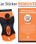 Pro Grade Heavy Duty Multi Purpose Plastic Razor Scraper Kit With Ten Double Edged Blades and orange handle