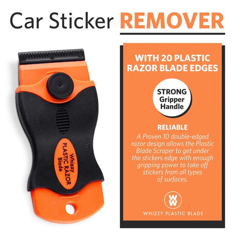 Pro Grade Heavy Duty Multi Purpose Plastic Razor Scraper Kit With Ten Double Edged Blades and orange handle